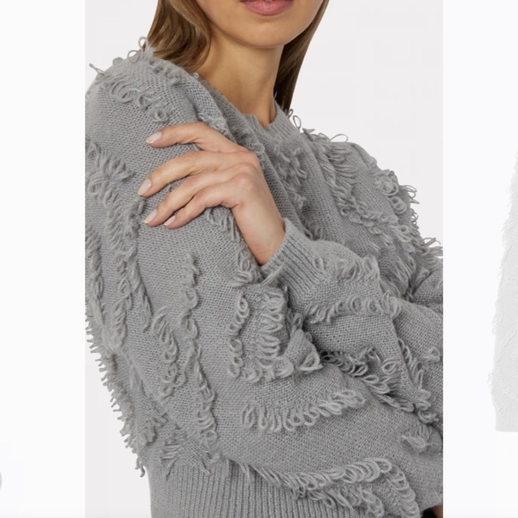 Milly Knit Sweater Loop Fringe Crop Top - Picture 2 of 8